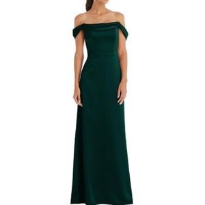 Dessy collection evergreen off the shoulder dress size 2